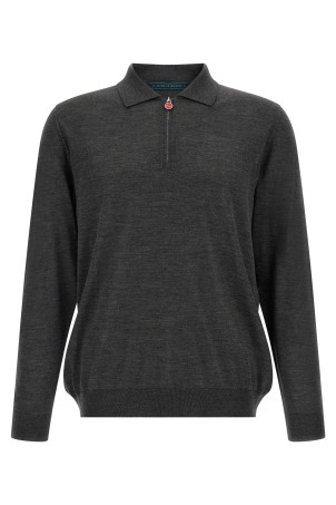 Wool polo shirt 14 microns Gray