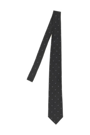 Polka dot silk tie Black
