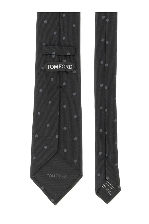 Polka dot silk tie Black