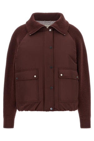 'Shiny Zipper Pull' down jacket Bordeaux