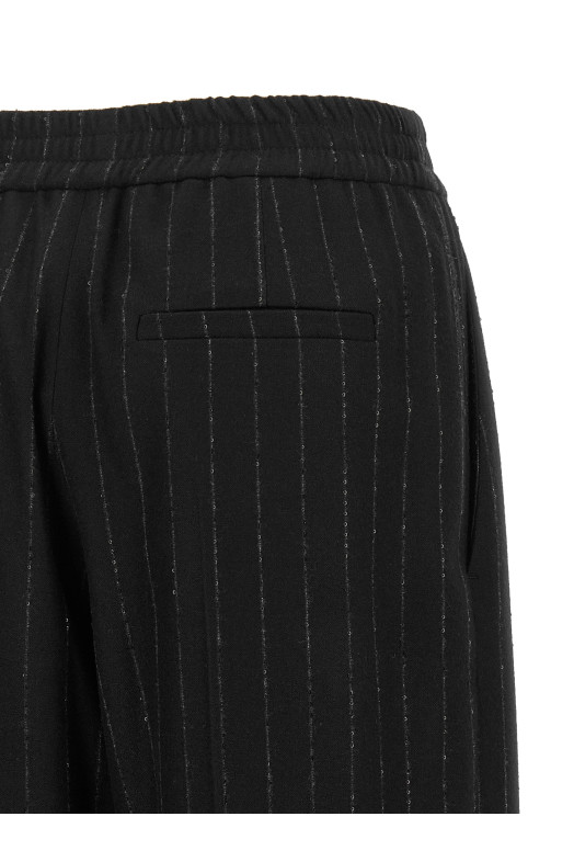 Синие брюки в тонкую полоску с микро-пайетками BRUNELLO CUCINELLI MG576P9354C522