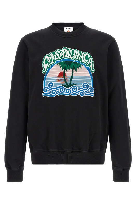 'Palm Tree Emblem' embroidered sweatshirt Black