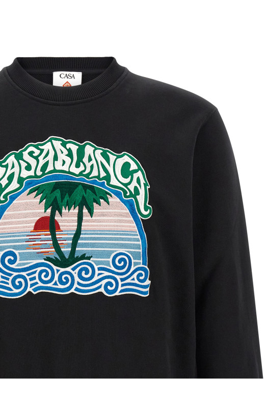 'Palm Tree Emblem' embroidered sweatshirt Black