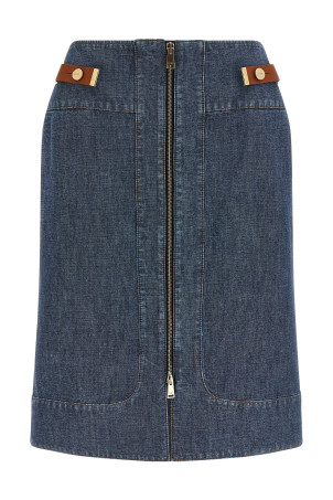 Джинсовая юбка из ткани «шамбрей», синяя FENDI FLQ609AW8HF0QB0