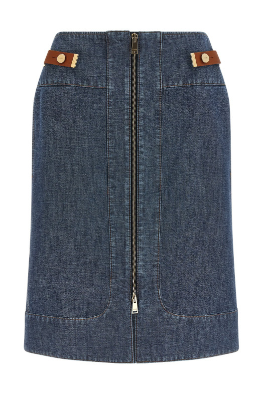 Джинсовая юбка из ткани «шамбрей», синяя FENDI FLQ609AW8HF0QB0