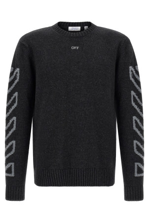 'Diag Arrow Fuzzy' sweater with intarsia Gray