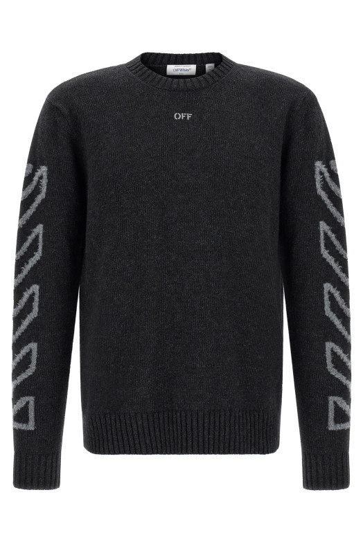 'Diag Arrow Fuzzy' sweater with intarsia Gray
