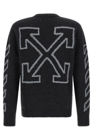 'Diag Arrow Fuzzy' sweater with intarsia Gray