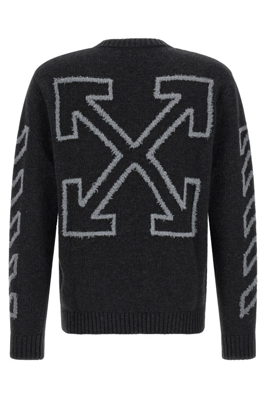 'Diag Arrow Fuzzy' sweater with intarsia Gray