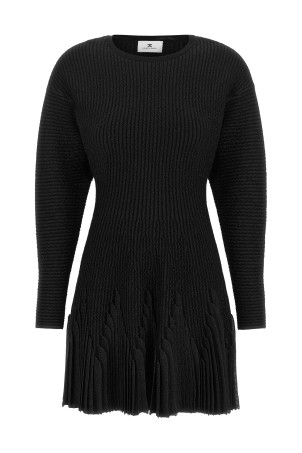 Knitted pleated dress Black