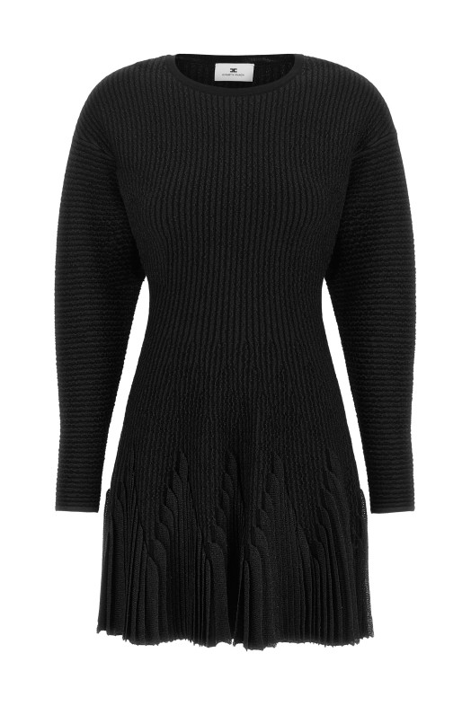 Knitted pleated dress Black