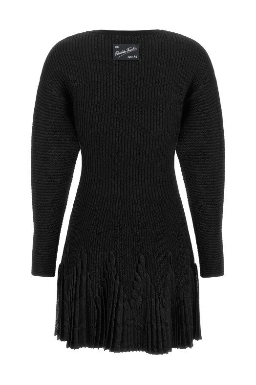 Knitted pleated dress Black