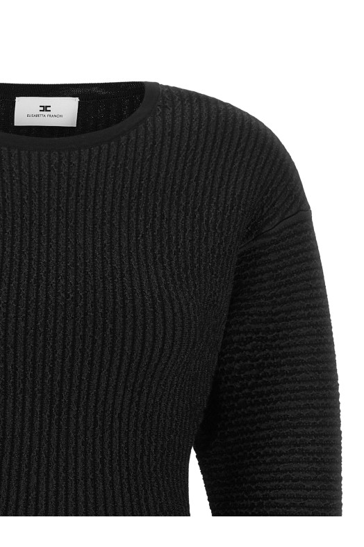 Knitted pleated dress Black