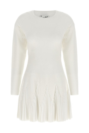 Knitted pleated dress White