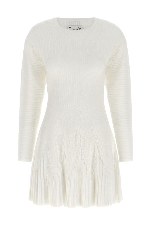 Knitted pleated dress White