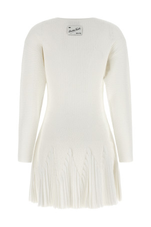 Knitted pleated dress White