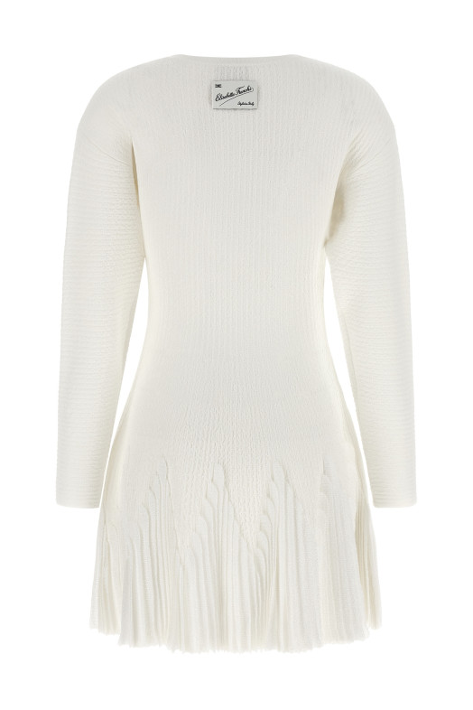 Knitted pleated dress White