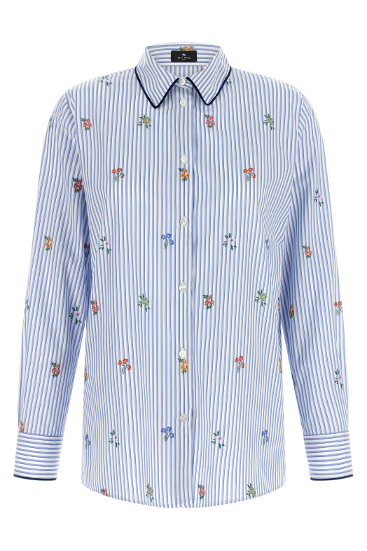 Сорочка з квітковою вишивкою, СИНЯ ETRO WRIA001399TJ51DS9880