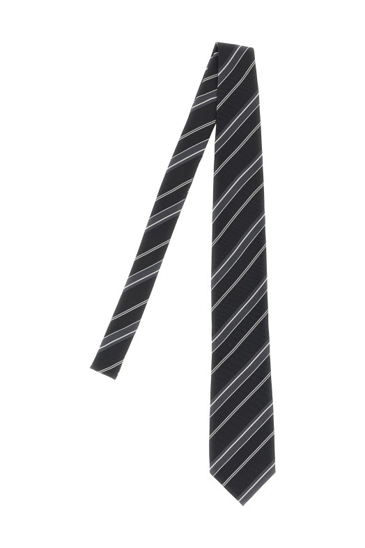 Diagonal striped tie Black