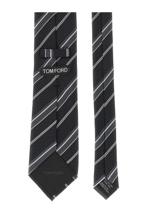 Diagonal striped tie Black