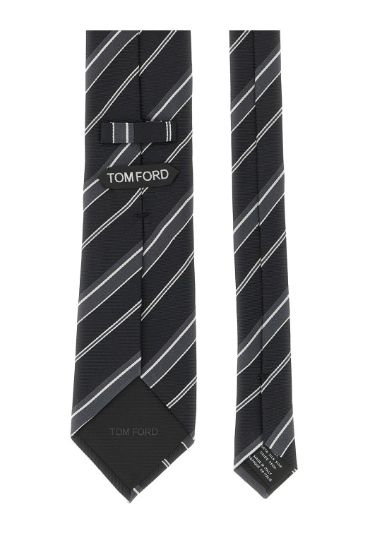Diagonal striped tie Black