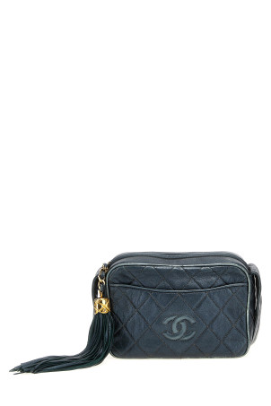Винтажная сумка Chanel «Mark Fringe 1992» с плечевым ремнем, синего цвета X68106