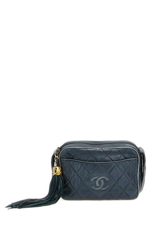 Винтажная сумка Chanel «Mark Fringe 1992» с плечевым ремнем, синего цвета X68106