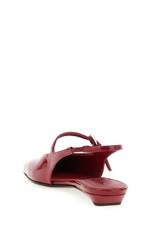 Черевики з лакованої шкіри з відкритою п’ятою, червоні PRADA 1F828NF015069F0E06