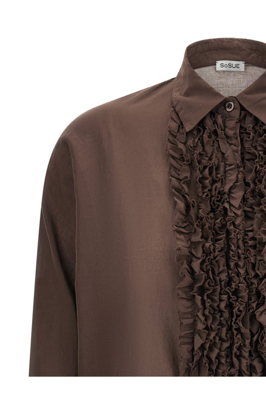 'Antonia Slim Ruffle' shirt Brown