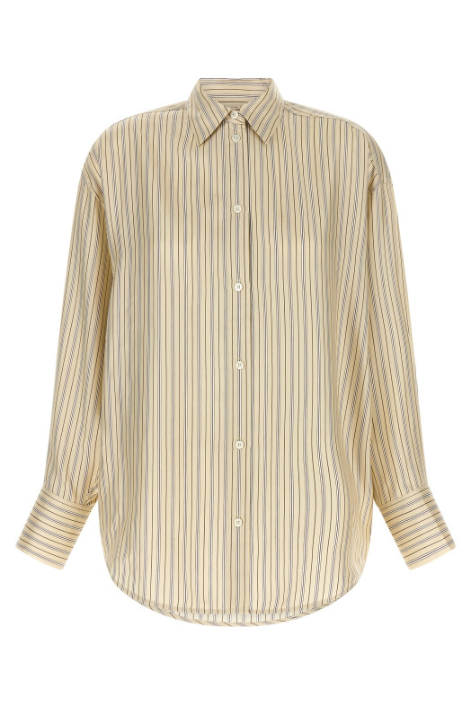 Striped silk shirt Beige