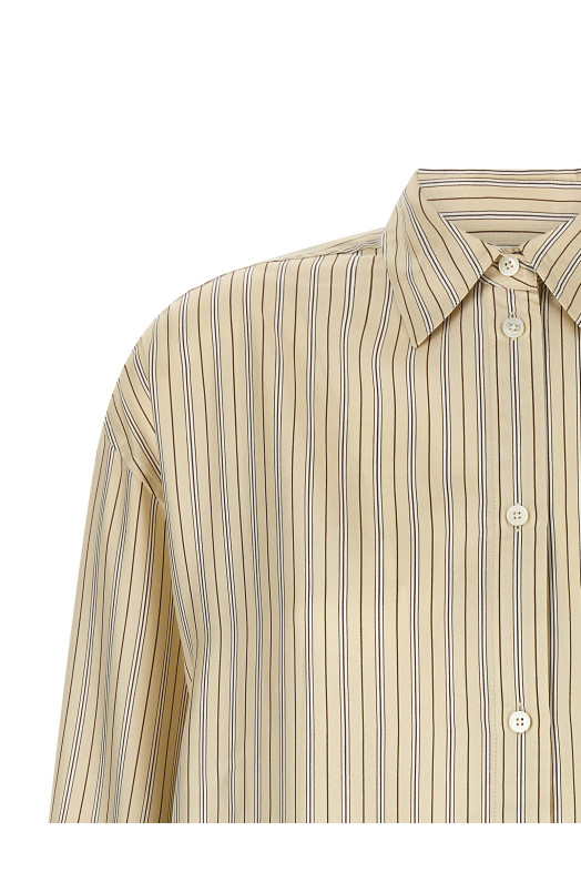 Striped silk shirt Beige