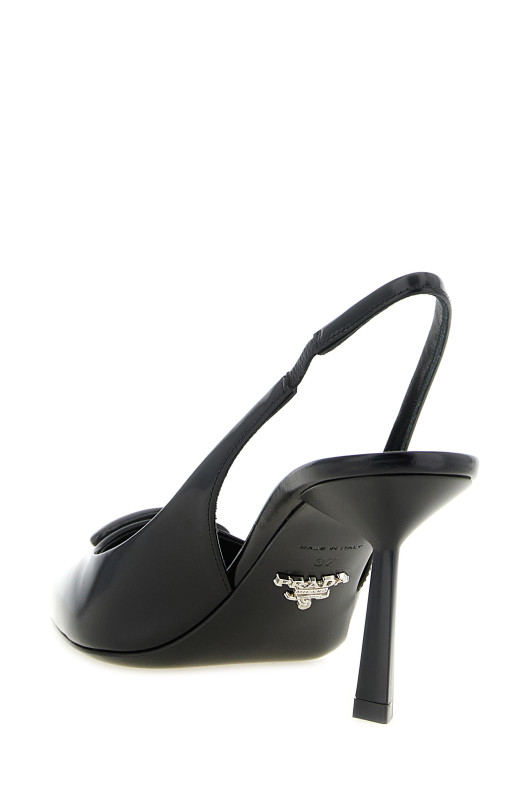 Слингбэки из матовой кожи, черные PRADA 1I901MFDD75055F0002