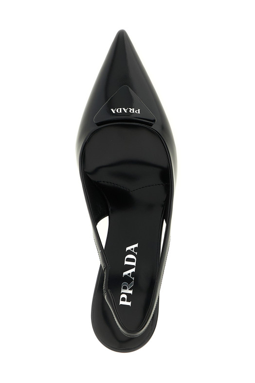 Слингбэки из матовой кожи, черные PRADA 1I901MFDD75055F0002