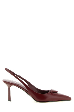 Brushed leather slingback Bordeaux