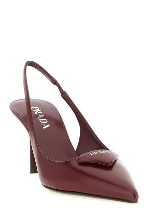 Brushed leather slingback Bordeaux
