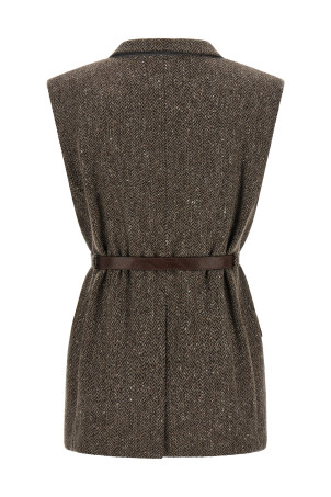 Mélange wool vest  Brown