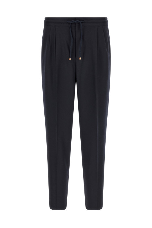 Шерстяные фланелевые брюки  Синие BRUNELLO CUCINELLI ME226E1710C334