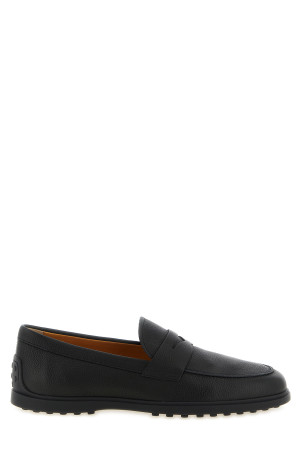 Hammered leather loafers Black