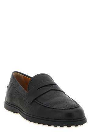 Hammered leather loafers Black