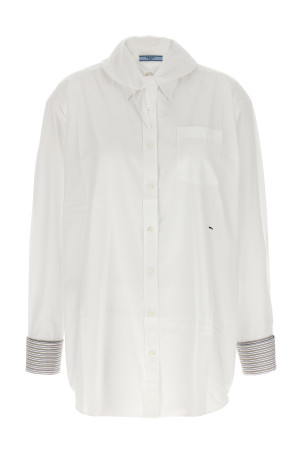 Рубашка с контрастными манжетами, белая PRADA P470JRSOOO6283F0009