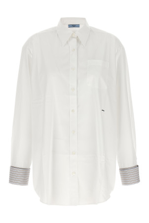 Рубашка с контрастными манжетами, белая PRADA P470JRSOOO6283F0009