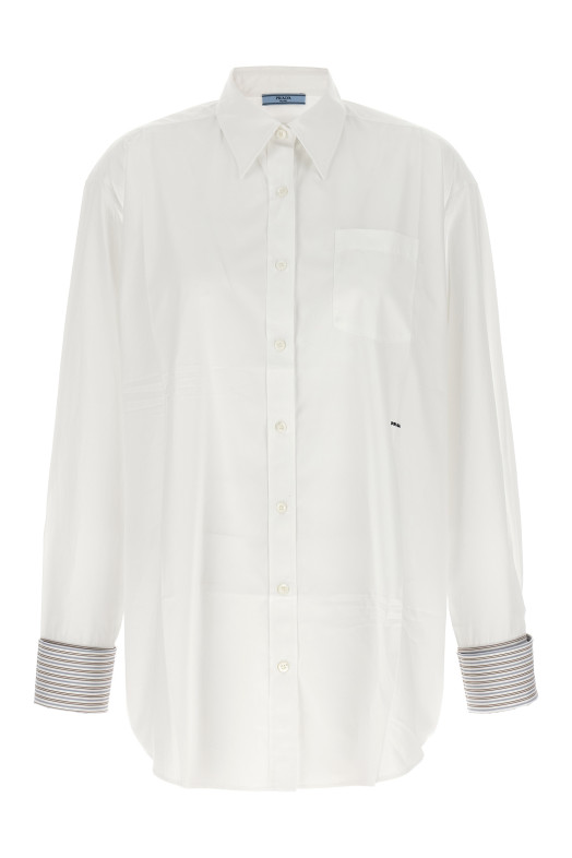 Рубашка с контрастными манжетами, белая PRADA P470JRSOOO6283F0009