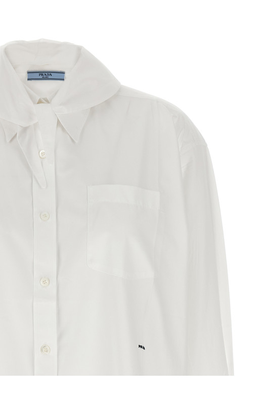 Рубашка с контрастными манжетами, белая PRADA P470JRSOOO6283F0009