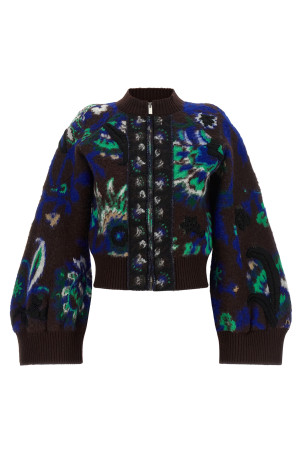 Floral jacquard blouson Brown