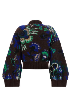 Floral jacquard blouson Brown