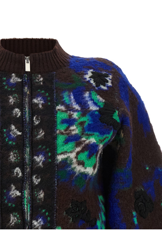 Куртка с цветочным жаккардовым узором, коричневая SACAI 2608606601