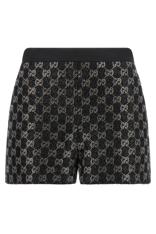 GG lamé tweed shorts Black