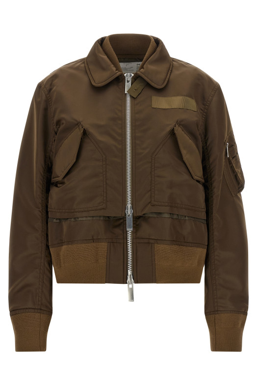Double layer blouson Brown