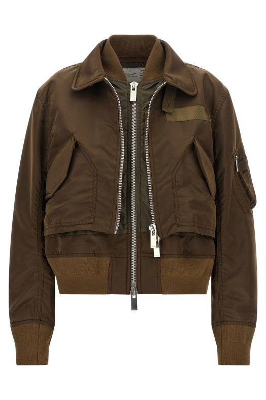 Double layer blouson Brown