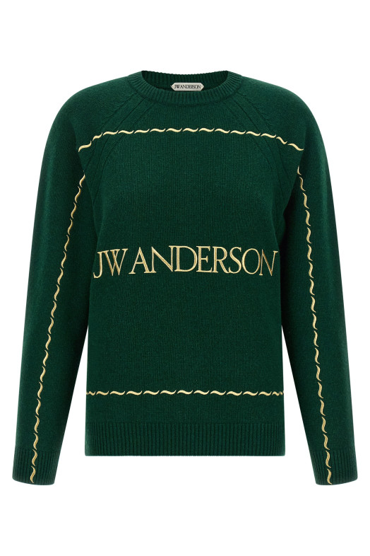Logo embroidery sweater Green